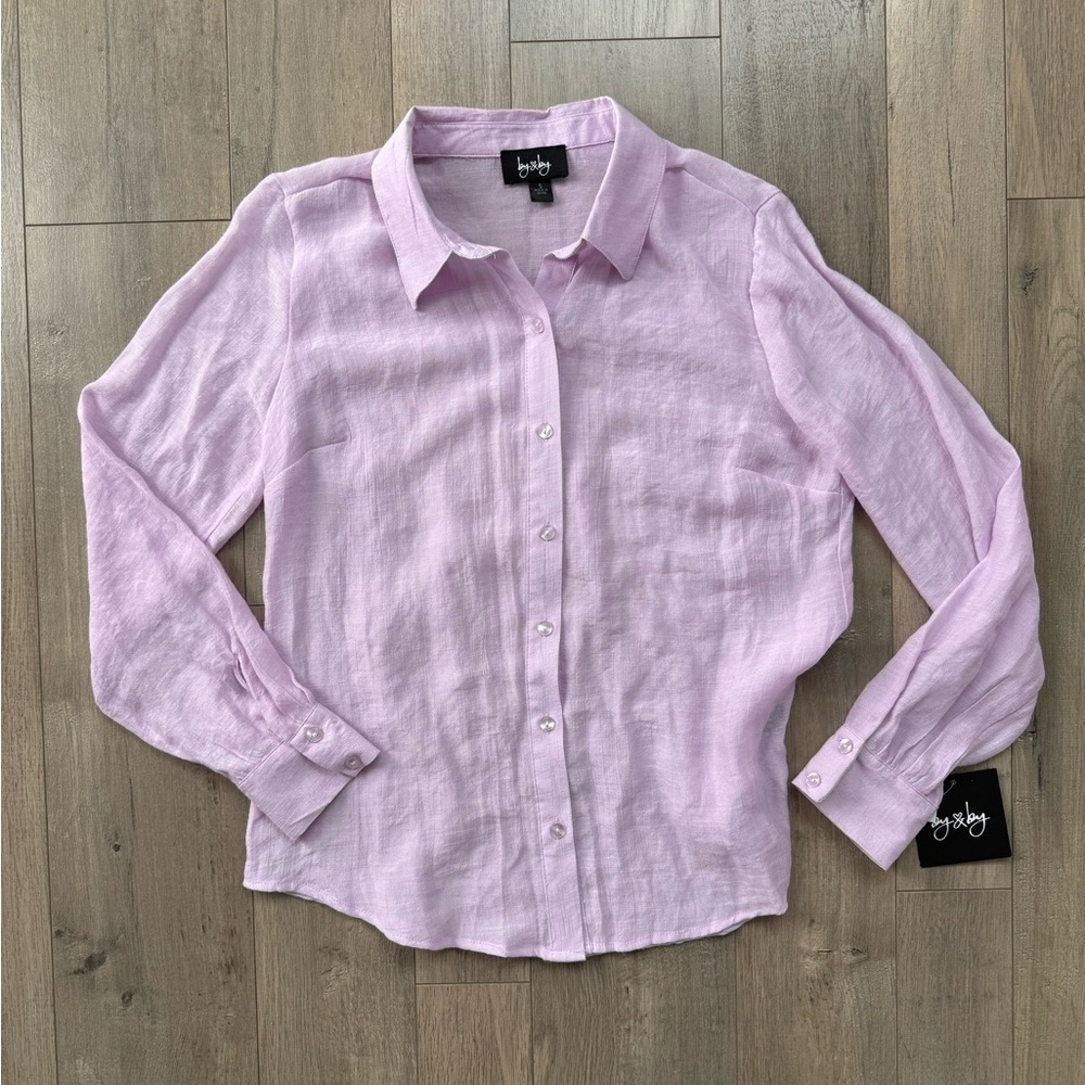 Light Lavender Semi-Sheer Button-Up Shirt NWT